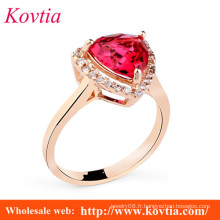 Bijoux ruby ​​en or féminin rose or rouge CZ Zircon anneau de fiançailles